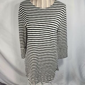 Merona Black & White Striped Long Sleeve Visible Zipper Short Dress Size Medium